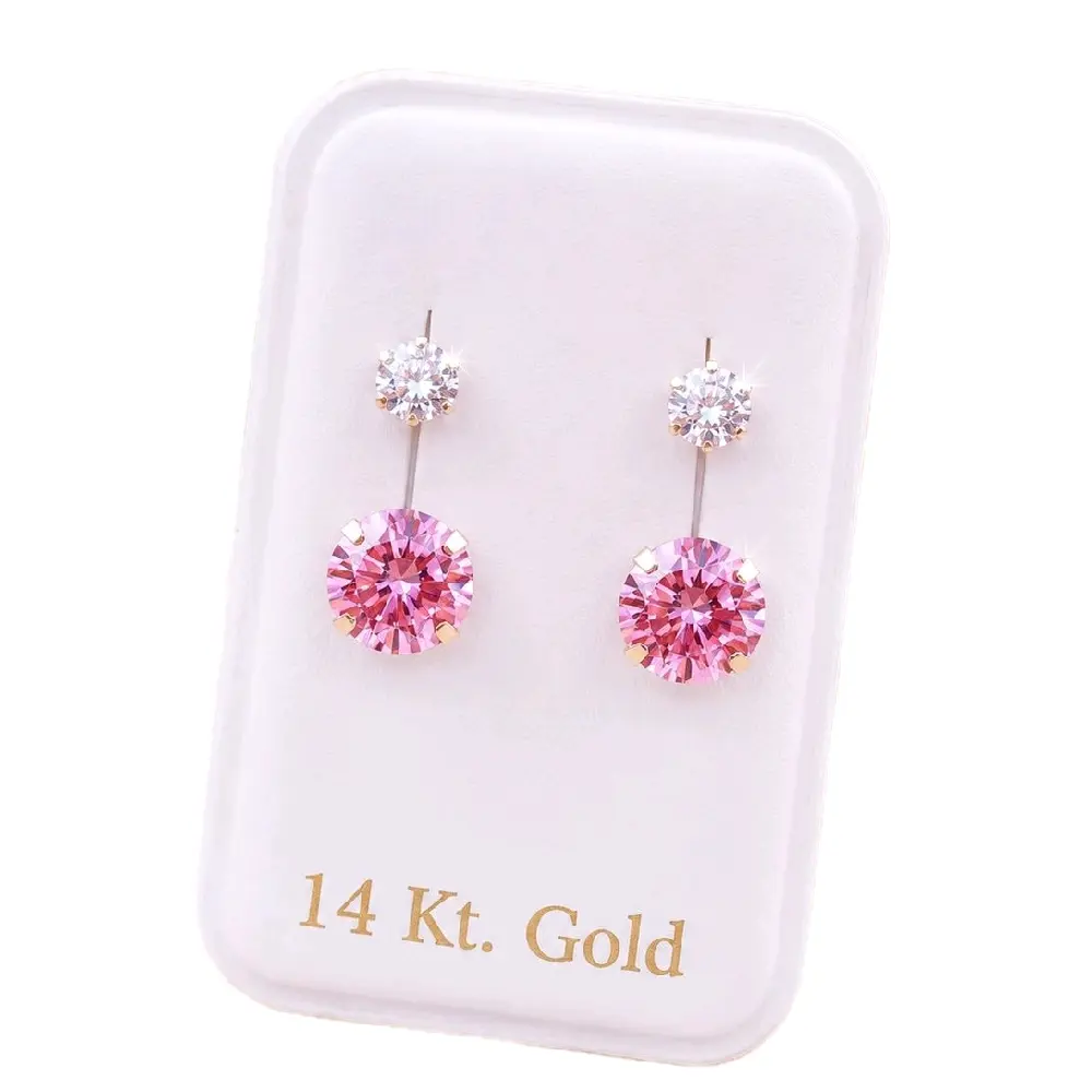 Blush Romance 14K Gold Double Stone Drop Earrings