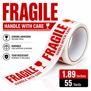1 Roll Fragile Tape 2 Inch x 55 Yards, Fragiles Tape Handle with Care for Shipping with Dispenser, Heavy Duty Marking Tape for Moving Box