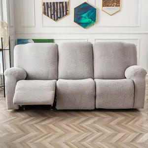 3 Seater Waterproof Leaf Pattern Jacquard Stretch Sofa Cover Non-slip Removable Machine Washable Lounger Cover for Home Decor Durable Cushions