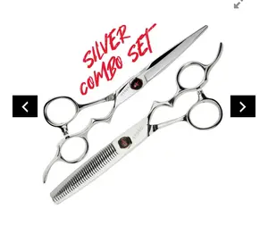 Silver Combo Set - Haircare & Heatless Tools with Scissors, Comb & Hairbrush for Versatile Styling