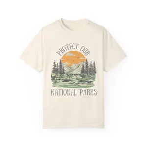 Vintage Protect Our National Parks T-Shirt, Protect Our Parks Sweatshirt, Nature Hoodie, Public Lands, Wildlife Casual Boho Frill Round Neck Shortsleeve Crewneck