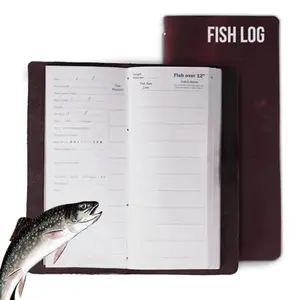RAW HYD Leather Fishing Log Book Journal (45 Pages, 8.5" x 4") - Fly Fishing Books for Men - Fishing Journal Log Book - Must Have Fishing Essentials