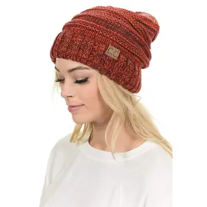 C.C Hat 6242 - Oversized Baggy Slouch Thick Warm Cap Hat Skully Mixed Multi Color Cable Knit Beanie winter warmth