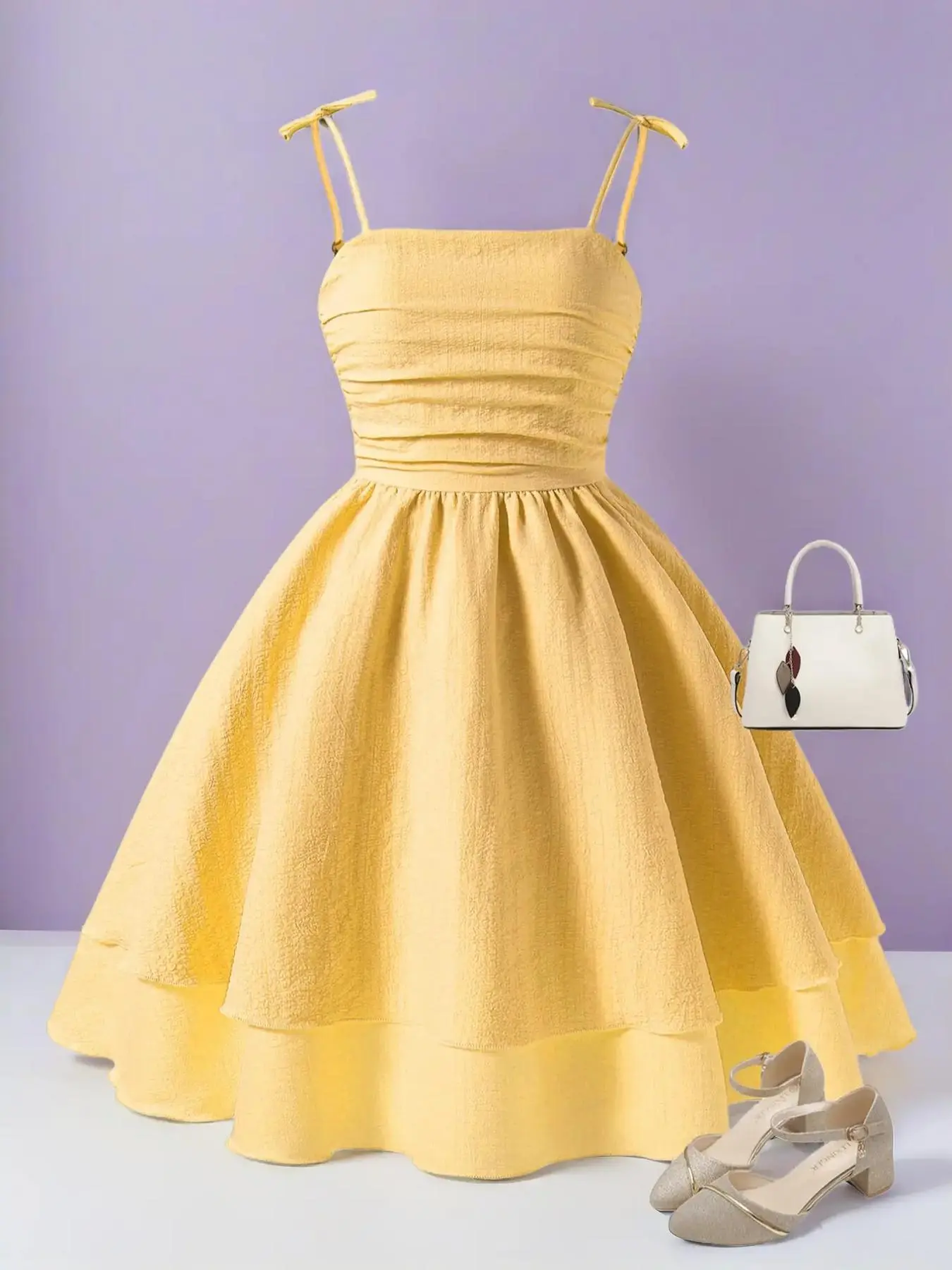 Girl's Solid Color Tie Shoulder Cami Dress, Ruffle Strap Dress, Cute Fashion Casual Sleeveless Short for Party Holiday Wedding Guest, Kids Summer Clothes - TikTok Shop Girl's Solid Color Tie Shoulder Cami Dress, Ruffle Strap Dress, Cute Fashion Casual Sleeveless Short for Party Holiday Wedding Guest, Kids Summer Clothes - TikTok Shop