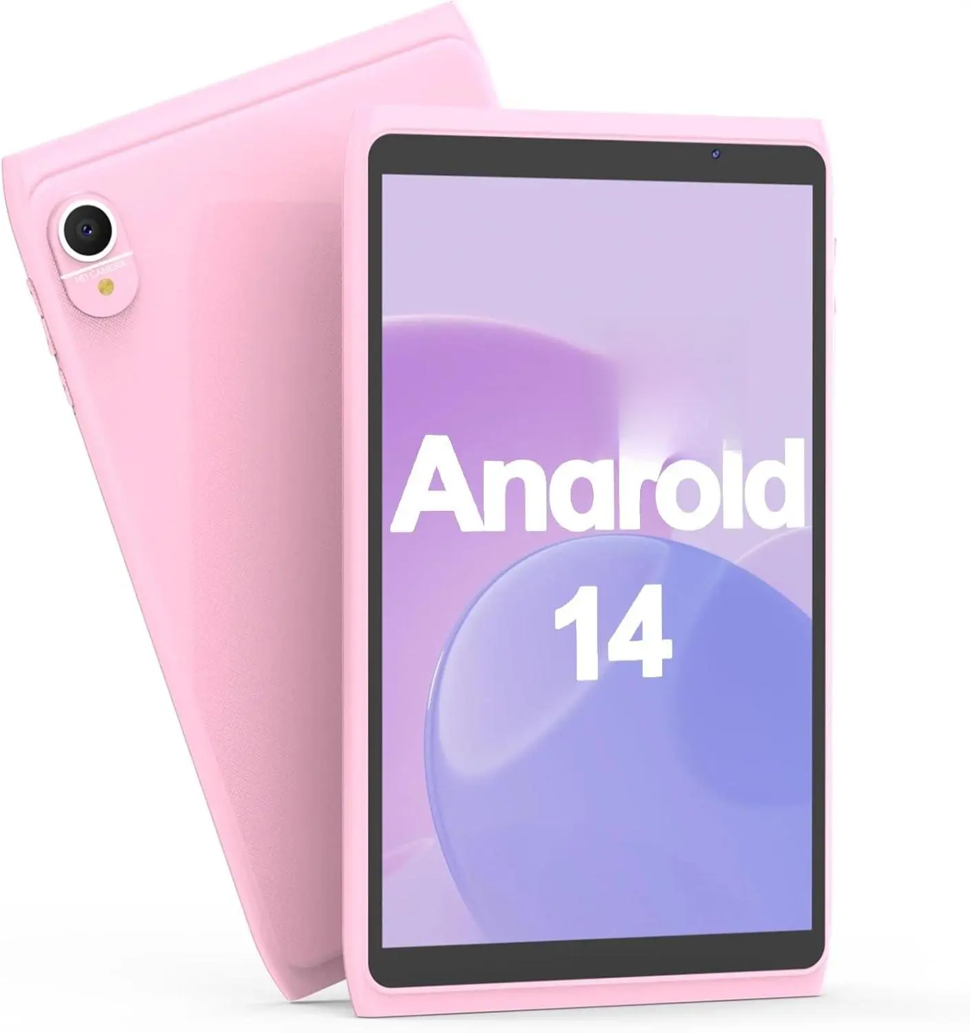 Anarold 14 Tablet Android 8 inch WiFi 6 2GB RAM 32GB ROM 1280x800 IPS Touch Screen 2+8MP Dual Camera 4300mAh Battery Google GMS Certified Pink