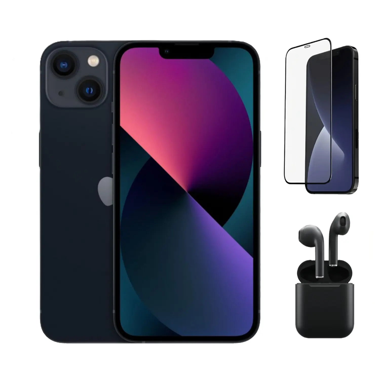 Refurbished iPhone 13 Mini (Fully Unlocked) A2481 Good Condition with Pre-Installed Tempered Glass and Bluetooth Earbuds & 1 Year Warranty