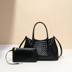 B2388 Women's Hand-woven Tote Bag 2025 New Large-capacity Hand-carried Shoulder Messenger Bag