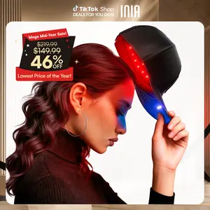 INIA REGEN Laser Hair Growth Cap, Help Reduce Shedding & Support Thicker Hair | 398 Lasers & LEDs Full-Scalp Red Light Therapy, Blue Light Scalp Care, Wireless & Portable,Summer Beauty Gift Ideas