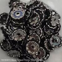 #48 Wave 15mm 100pcs Black+Black YH048015