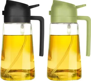 16oz Oil Dispenser Bottle for Kitchen - 2 in 1 Olive Oil Dispenser and Oil Sprayer -Oil Sprayer for Cooking, Kitchen, Salad, Barbecue Utensils glass Kitchenware Pouring Containers Home Green Black