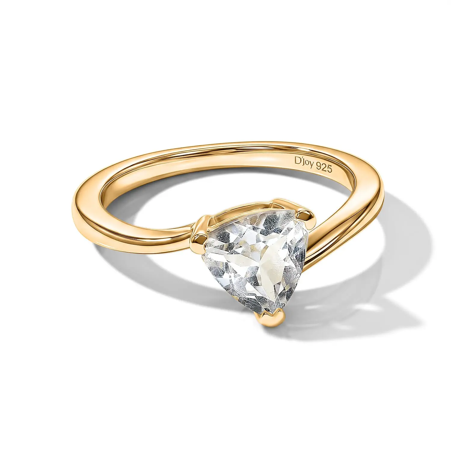 D'Joy in 18k Gold Plated Sterling Silver White Topaz Engagement Ring for Women | Trendy Wedding Ring | Wavy Band Promise Ring D'Joy in 18k Gold Plated Sterling Silver White Topaz Engagement Ring for Women | Trendy Wedding Ring | Wavy Band Promise Ring