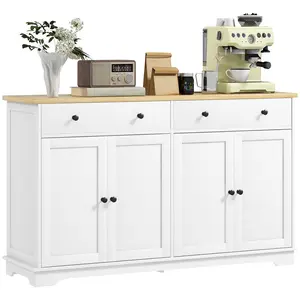 HOMCOM Sideboard Buffet Cabinet with Storage, 55" Modern Kitchen Cabinet with 2 Doors, 2 Drawers and 2 Adjustable Shelves, Coffee Bar Cabinet, Black