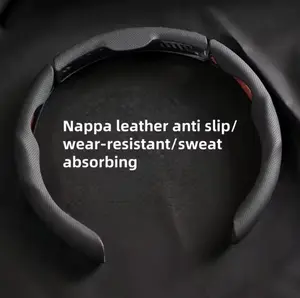 Universal Nappa Leather Steering Wheel Cover | Anti-Slip Sweat Absorbent | Premium Car Accessory