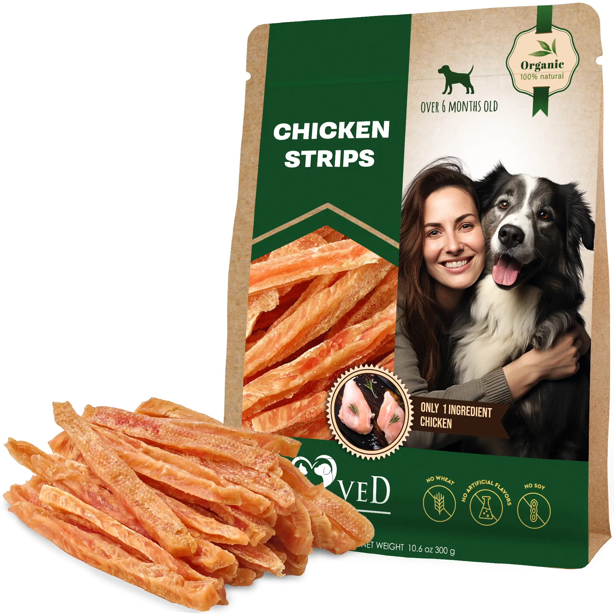 Chicken Jerky Strips Dog Treats - Long Lasting Chews for Large & Small Dogs