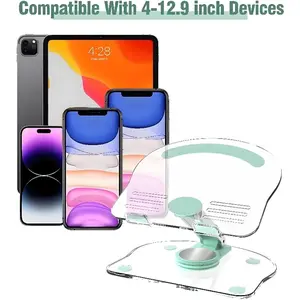 1 acrylic 360 degree rotating mobile tablet stand, adjustable tablet stand - foldable desktop desk stand base, multi angle, anti slip silicone base, portable suitable for office desks, home offices, Tablet Phone Stand