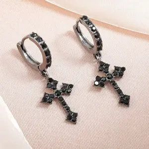 A Pair of Gothic Cross Earrings, Perfect for Women's Party Outfits, an Ideal Gift for Holiday Celebrations