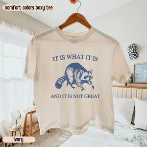 Comfort Colors Raccoon Meme Boxy Crop Topit Is What It Is Baby Teefunny Mood Shirtvintage Drawing Shirttrendy Shirtraccoon Shirtfunny