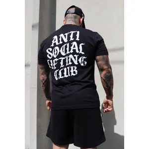 Anti Social Lifting Club Classic Tee - Shortsleeve Tshirt for Summer Training Streetwear Style  Polyester Classic Menswear Tops