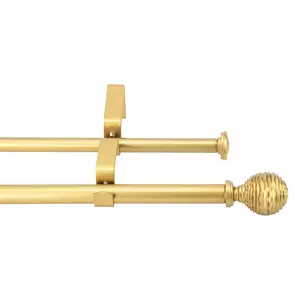 christmas Dwell Smart 5/8" Double Curtain Rod with Boule Finials,28"-48",48"-84",84"-120"(Pewter,Gold,Weathered White,Bronze Gold)