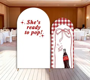 15-day Delivery She's Ready to Pop Arch Backdrop Cover Soda Pop Summer Theme Baby Shower Red Decorations