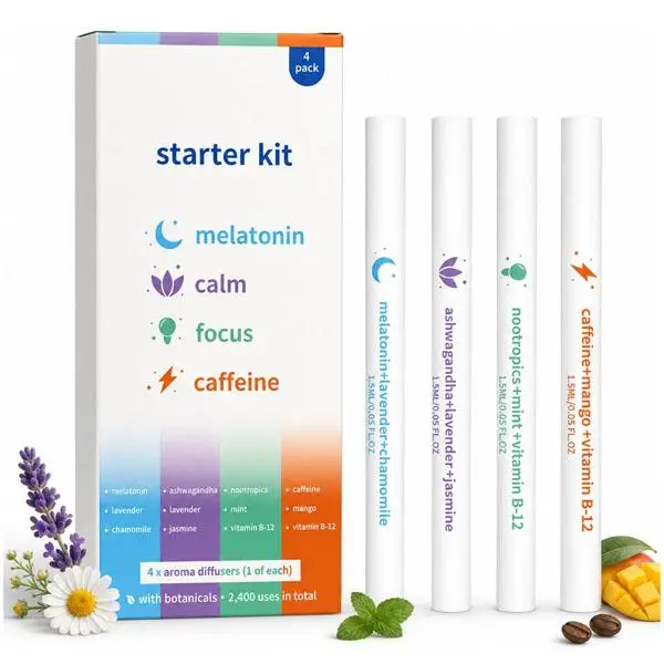 🔥 HOT SALE 51% OFF | Portable Scent Stick Set 4 Pack, Plant-Based Aroma Stick Assortment, Pocket Size Fragrance Sticks for Home, Office, Travel, Daily Carry, Lavender, Mint, Citrus, Herbal Inspired Scents