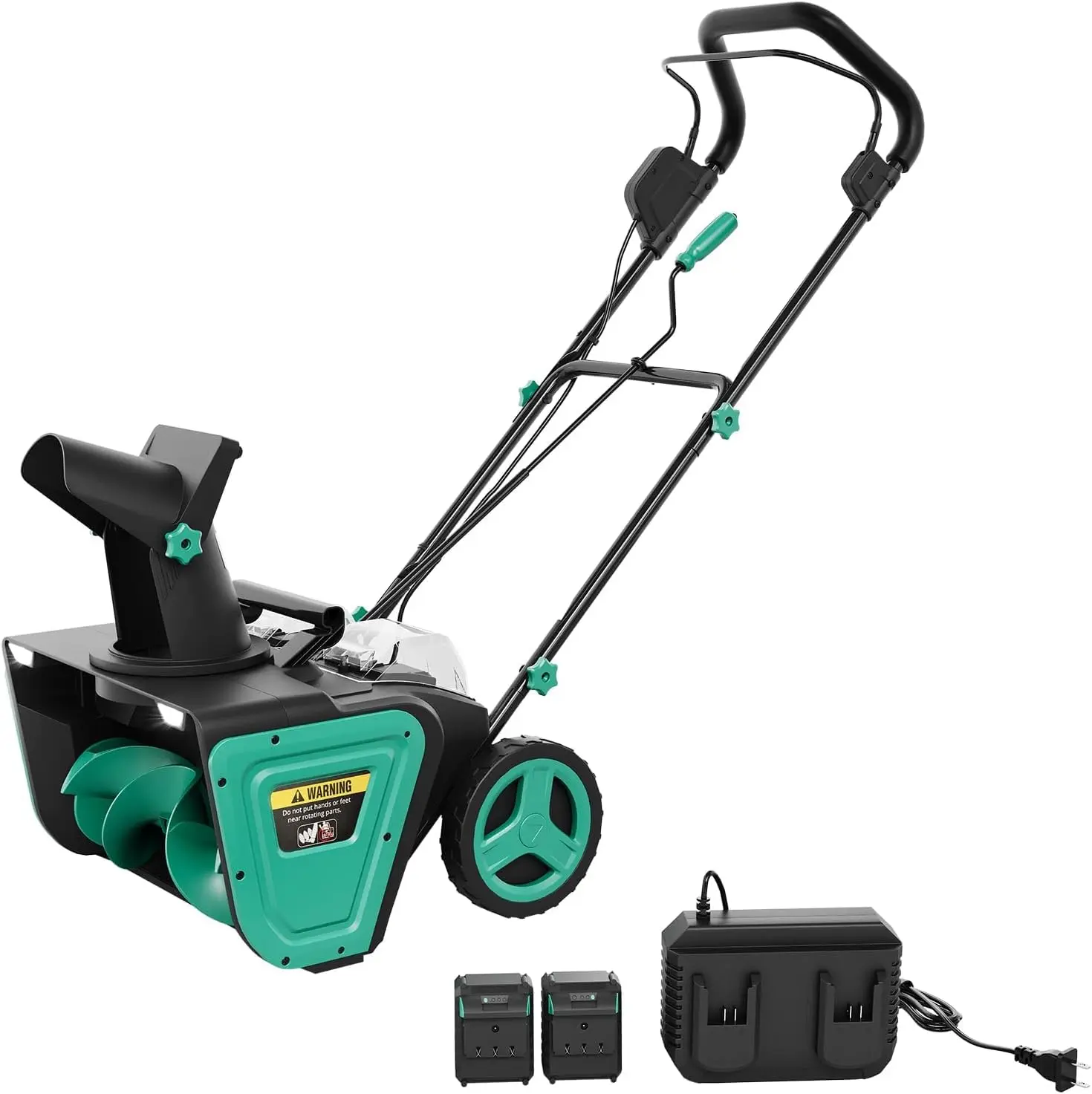 【Christmas Gift】40 v Cordless Snow Blower, 20" Electric Snowblower with 4.0Ah Battery and Charger, Brushless Motor Snow Thrower with LED Light for Driveway Patio Sidewalk - 23 ft Throw Distance, Lake Blue