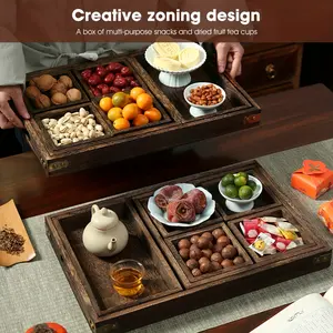 A set of seven Chinese-style tea trays, suitable for brewing tea by the fireside, can be used as a display tray for snacks, refreshments and desserts, or as a dried fruit tray and tea set tray