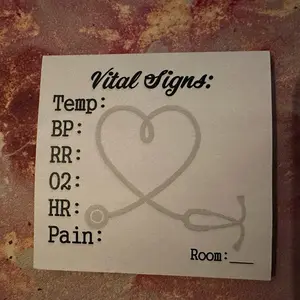 Vital Signs Sticky Notes for Nurses & Nursing Assistants w/ Pain & Room #