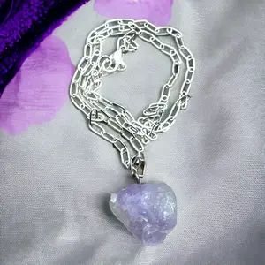 Light Purple Amethyst Raw Gemstone Pendant Necklace