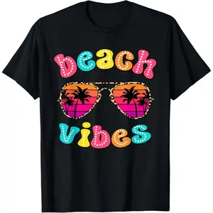 Beach Vibes Summer Sunglasses Retro Cute Girl Women Kid T-Shirt