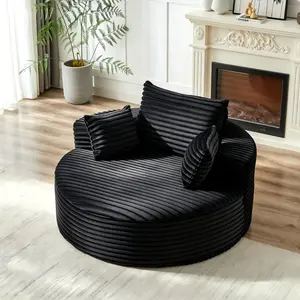 55''L Corduroy Sponge Single ,No Assembly Required,Fluffy Modern Sleeper Chair for Living Room, Bedroom, Lounge and Projection Room(Not a Swivel Chair.) (Black) cloud sofa summergarden