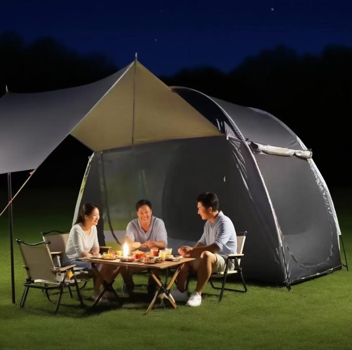 Universal SUV Car Rear Tent Waterproof Sunshade Windproof Foldable Portable Large Space Tailgate Awning Camping Travel Outdoor Gear for 3-4 People