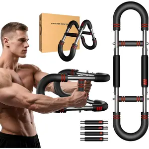 Upgraded Twister Arm Trainer, Adjustable Chest Workout Equipment, Portable Arm Exerciser for Upper  Strength , Detachable Power Twister Bar for  Gym Fitness