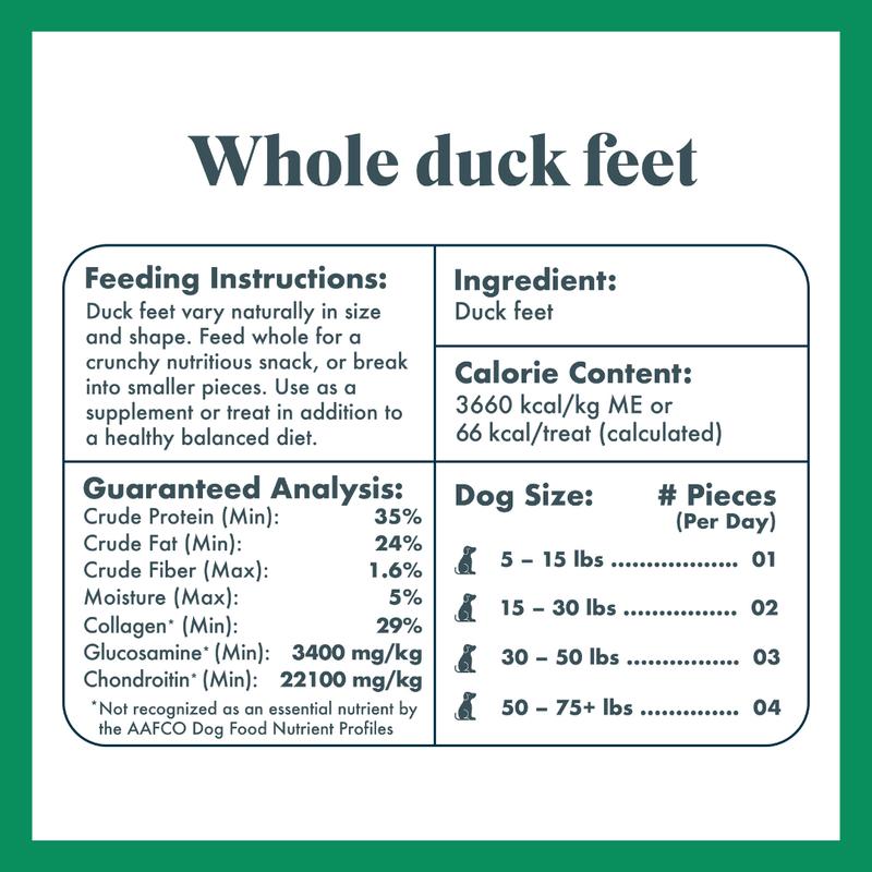 King Lou Whole Duck Feet Dental Treats for dogs, Human-Grade, Single Ingredient, 100% USA Pet Supplies Chews All Natural Food