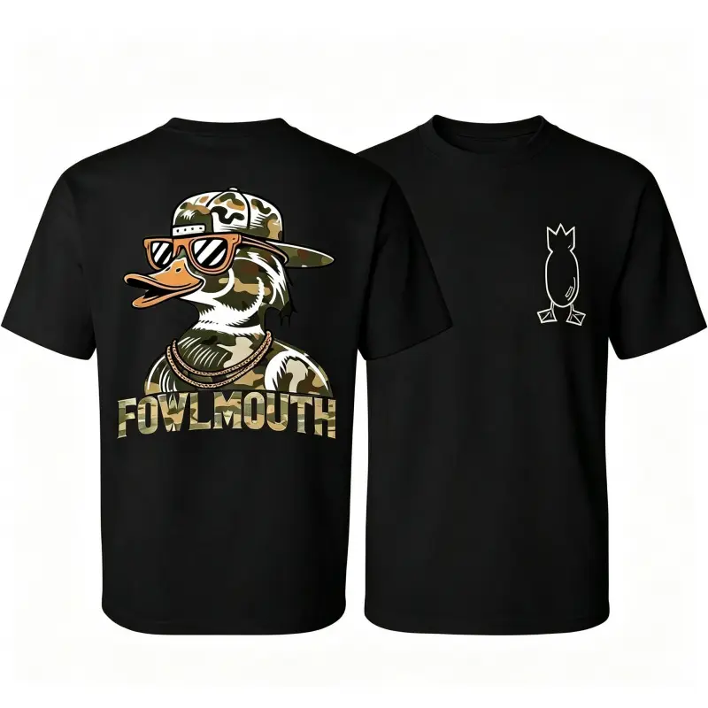 Graphic T-shirt Pullover Fowlmouth Hunting Bomb Shirt, Waterfowl Hunter Apparel Shirt, Old School Wood Duck Graphic Pullover, Vintage Duck Hunter Streetwear Gift, Baggy Box Hoodie, Urban Outfit Florida California Black