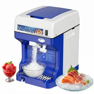 Commercial Ice Shaver Crusher – 300 lbs/hr – 500W Electric Snow Cone Maker – 500 RPM Tabletop Ice Shaving Machine with 4.41 lbs Hopper & Stainless Steel Blade – for Home, Parties, Snack Bars – Blue