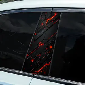 2Pcs Mechanical Circuit Style Pattern Car B-Rod Sticker - Easy to Apply and Remove, Self-Adhesive Protective Sticker for All Models, Car Exterior Glossy Surface, Durable Plastic Stickers, Car Vehicle Decoration, Car Decals, Decal for cars