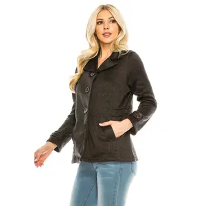 Unik's Women Tweed Coats Burgundy WJ18522