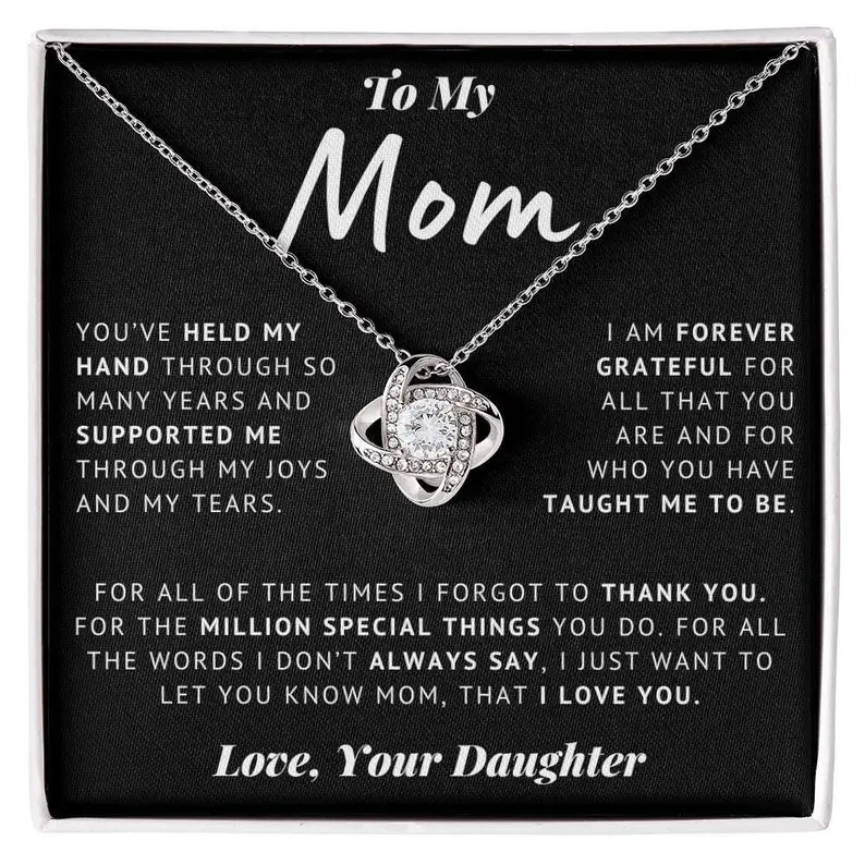 My Mom Grateful | Thoughtful Gift For Mom, Custom Necklace From Daughter, Perfect Xmas, Christmas, Birthday Jewelry For Mama, Stepmom, Bonus Mom, Special Present To Celebrate Her Love and Strength, Personalized Keepsake for Any Occasion - 7021BL