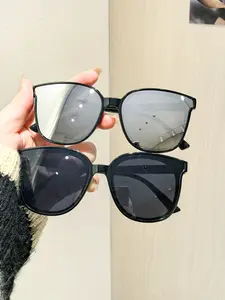 Women's Square Frame Sunglasses, Retro Large Frame Design, Lightweight Comfortable Fit, Trendy and Silver Lenses, Perfect for Beach Vacation