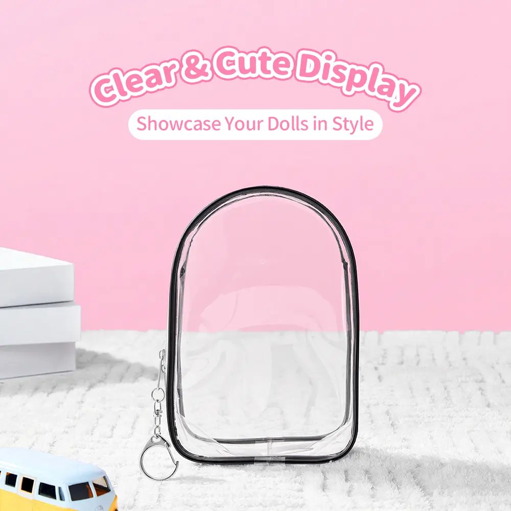 Transparent Doll Bag 17cm - Black, Clear See-Through Design for Doll Display, Perfect for DIY Cute Doll Storage/Carry Scenes, Ideal for Doll Lovers to Organize & Show Off Collectibles#Summervibes, Back To School