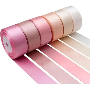 Pink Satin Ribbon 1 Inch Wide Light Pink Blush Pink Dusty Rose Ribbon Assorted Solid Color Double Faced Satin Ribbon for Flower Bouquet Wedding Invitation Crafts  Wrapping Hair Bows - 60Yds