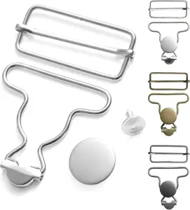 6 Sets Metal Overall Buckles Replacement Overall Clasp Replacement Suspender Clips with Adjustable Tri Glide Buckle Slider and Buttons Kogcmeetl