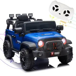 12V Kids Ride On Truck, 2.4G Remote Control Electric Ride On Car for Kids, Battery Powered Toy Vehicle with LED Lights, Music, Bluetooth, 4 Wheels Suspension, Openable Doors, for 3-8 Year Old Boys Girls