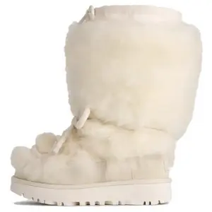 UGG Classic Tall Chalet Sheepskin Insulated Retro Comfortable Mid-Calf Snow Boots for Women in White Premium Material Fleece Lining Rubber Natural Footwear Suede cowgirl boots cowboy boots boots uggs cowboy boots