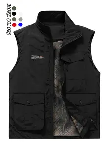 2026 Spring Fall Outdoor Sports Vest, Casual Loose-Fitting Jacket, Multi-Pocket Large Capacity, Unisex Stand Collar Sleeveless Back Vest