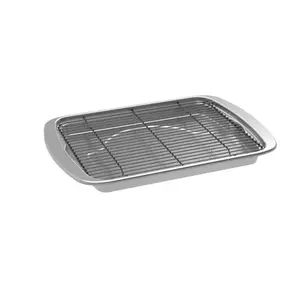 NWn 13" x 17" Aluminum Oven Bacon Baking Pan with Nesting Crisping Rack