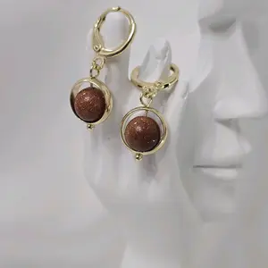 Aventurine Gold Hoop Earrings - High-Quality Gold-Plated, Water-Resistant Fashion Jewelry with Elegant Design