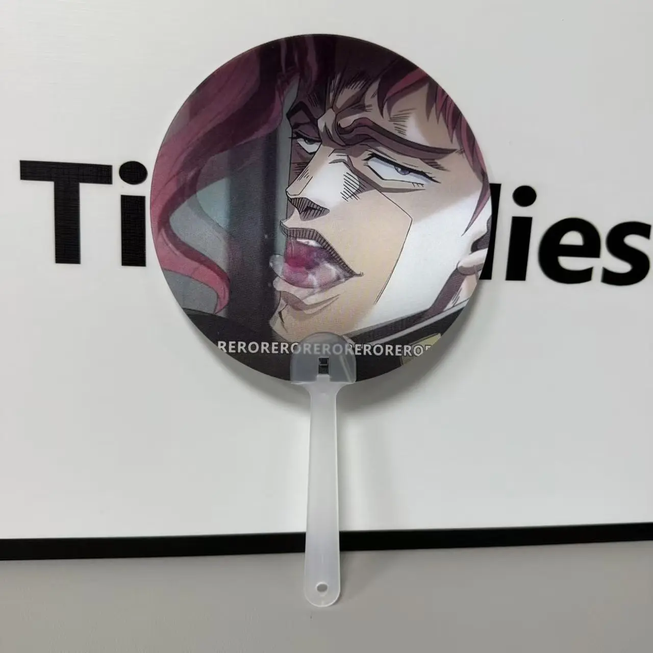 Kakyoin fan Fashion Accessories, JOJO Kakyoin eating cherries, transparent and iridescent grating fan, portable merchandise/accessory.