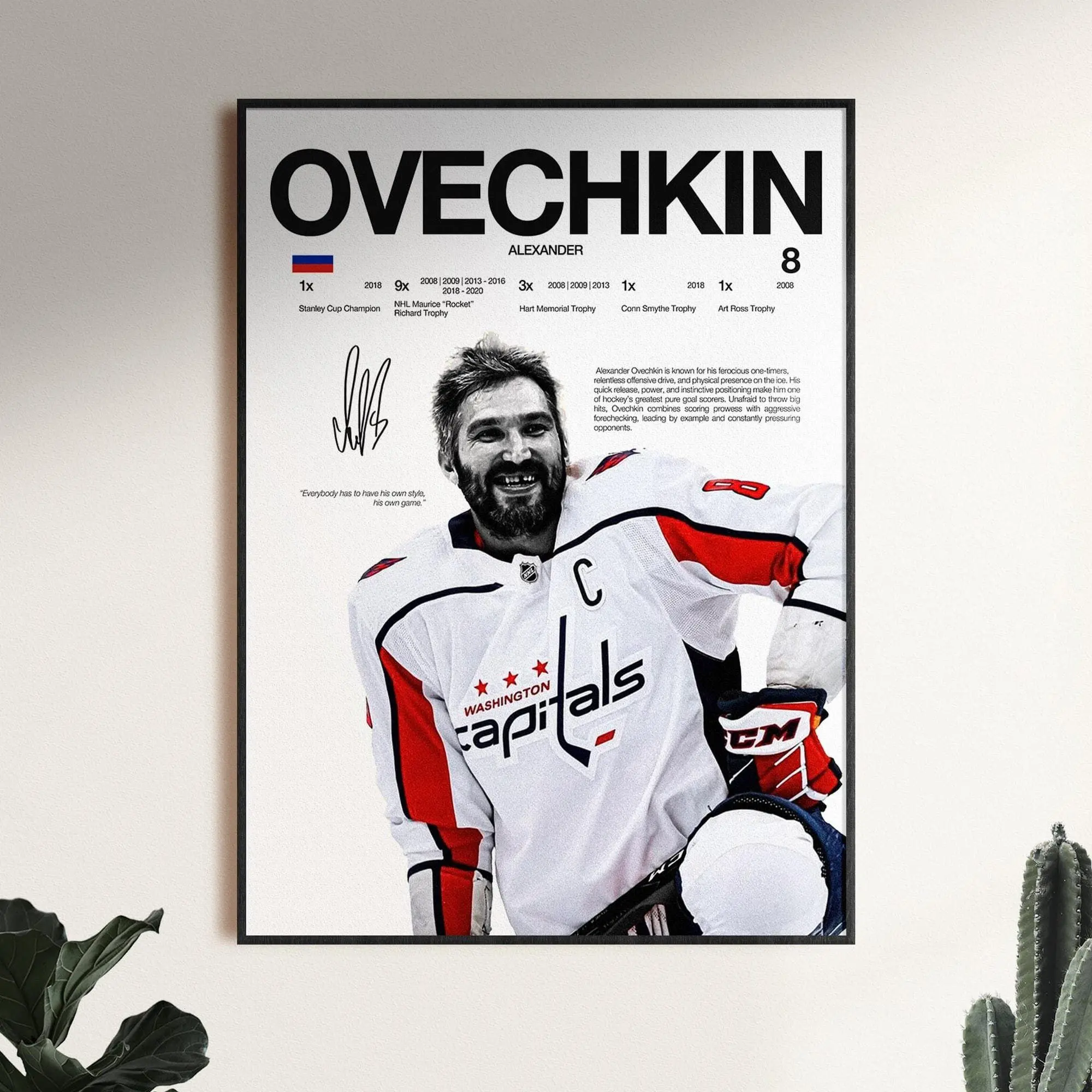 Alexander Ovechkin Poster, Washington Wall Print, NHL Hockey Print, Digital Download, Hockey Fan Gift, Sports Decor Room Wall Print